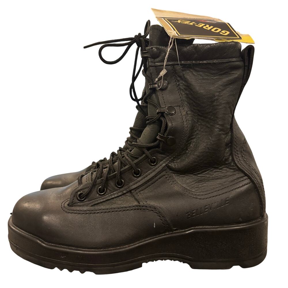 NWT Belleville Black Leather Goretex Waterproof Steel Toe Military Boots 6 Reg